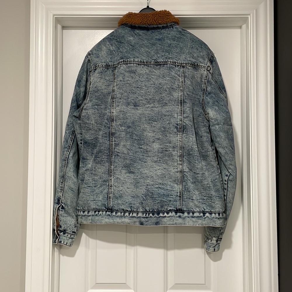 NEW Buffalo David Bitton Blue Mens Acid Wash Sherpa Denim Jacket - Large - Picture 4 of 13